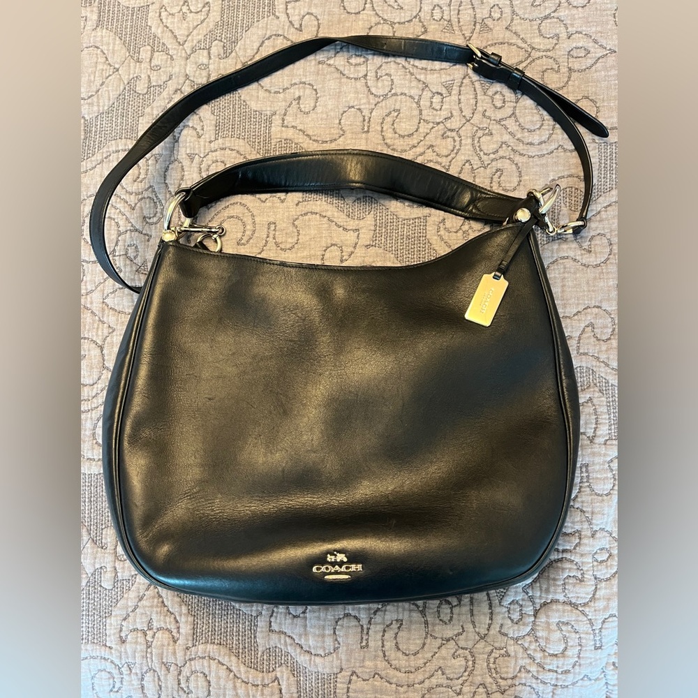 Coach large black leather bag